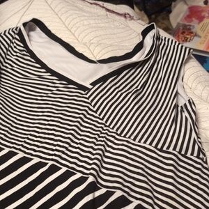 Joseph Ribkoff Black and White Striped High Low Dress